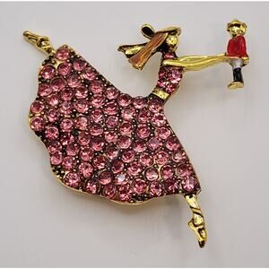 Clara and The Nutcracker Christmas Brooch Ballet Dancing Classic Rhinestone